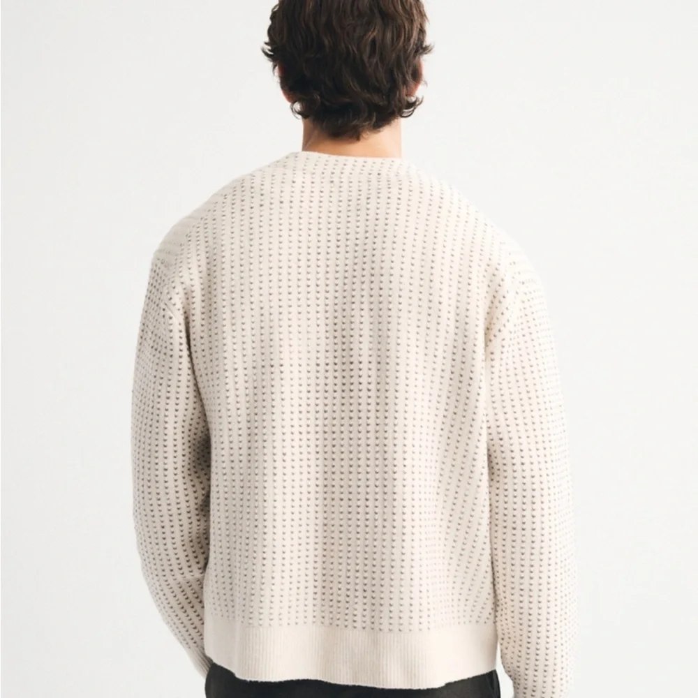 Men's Abercrombie & Fitch Textured Cardigan, Cream, Large, NWT - Picture 6 of 9